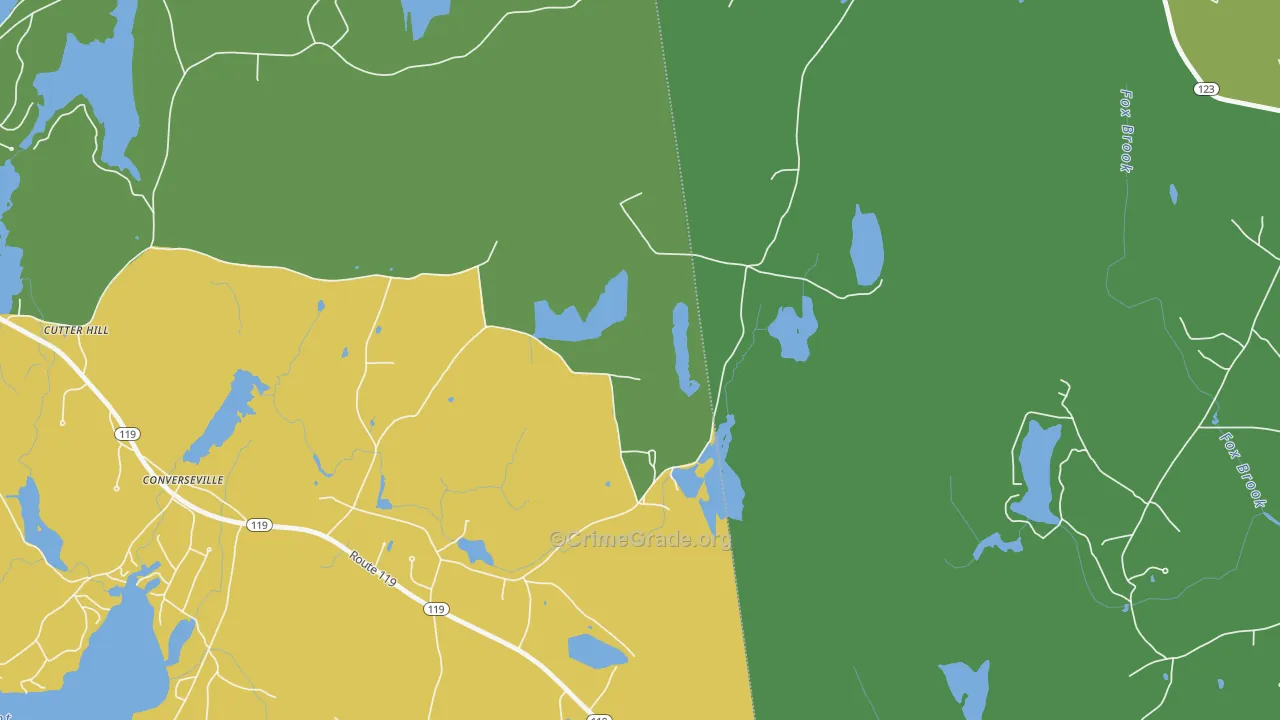 East Rindge, NH Map of Burglary Rates