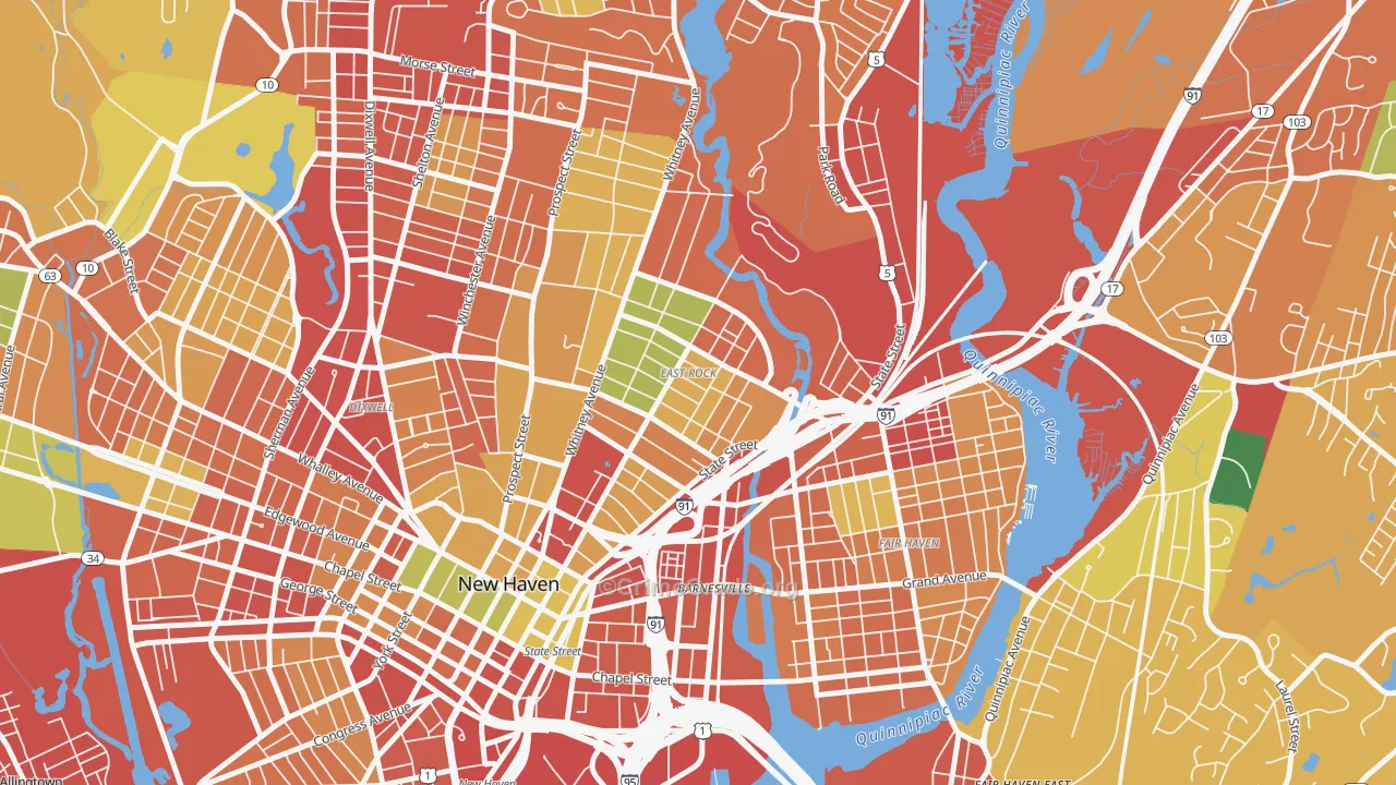 East Rock, New Haven, CT Map of Burglary Rates