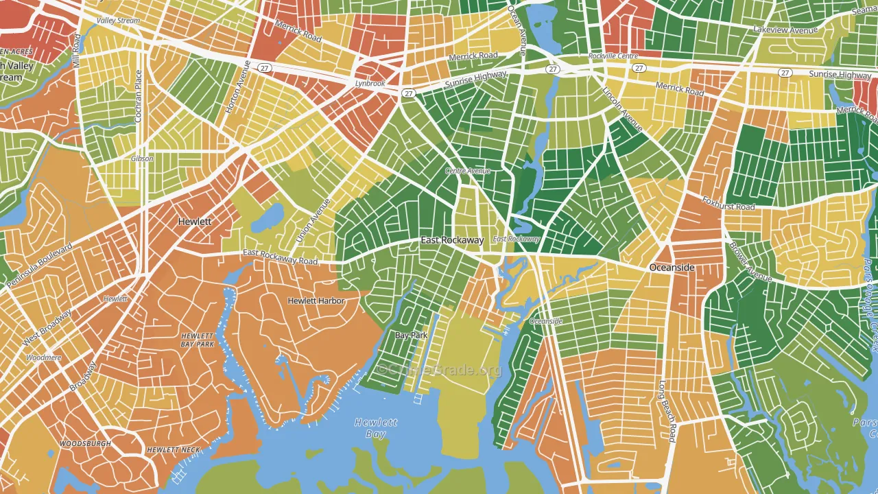 East Rockaway, NY Map of Burglary Rates