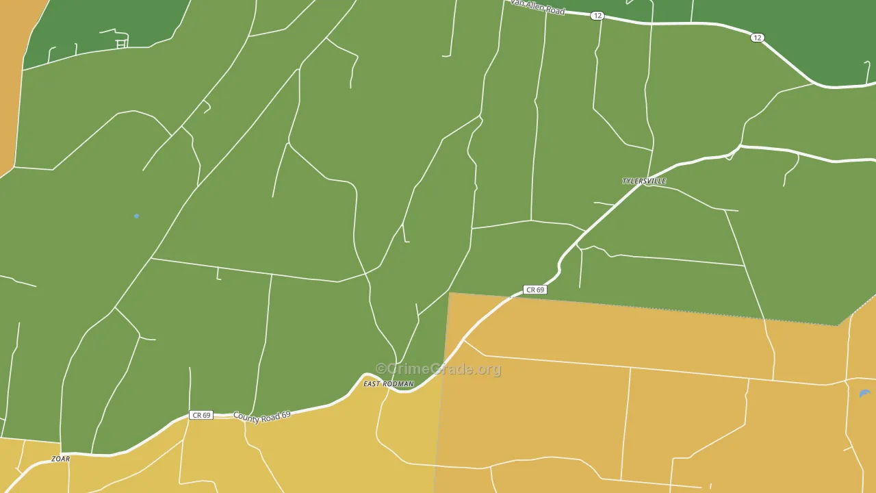 East Rodman, NY Map of Burglary Rates