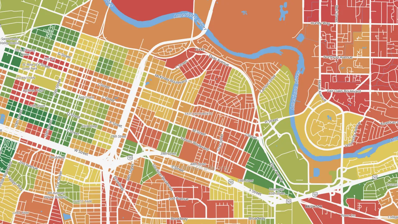 East Sacramento, Sacramento, CA Map of Burglary Rates