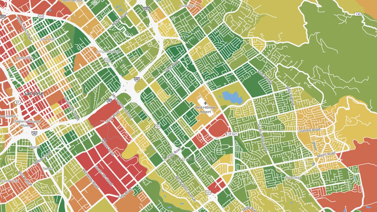 East San Jose, San Jose, CA Map of Burglary Rates