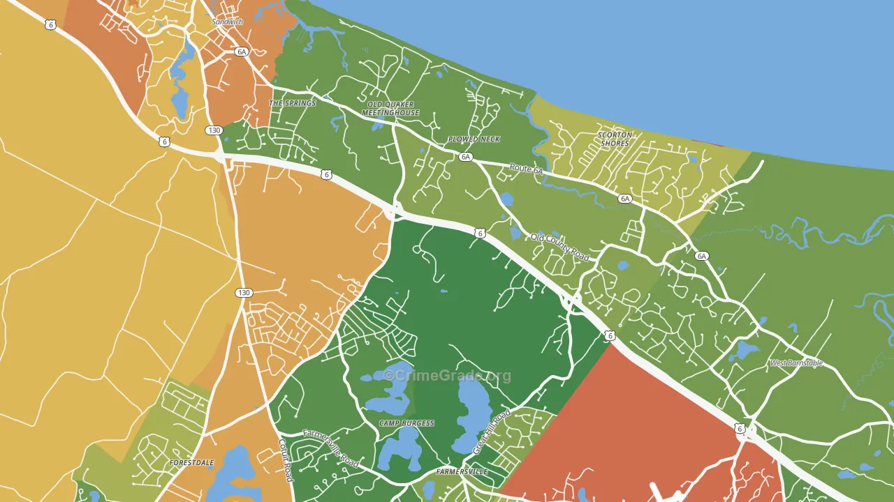 East Sandwich, MA Map of Burglary Rates