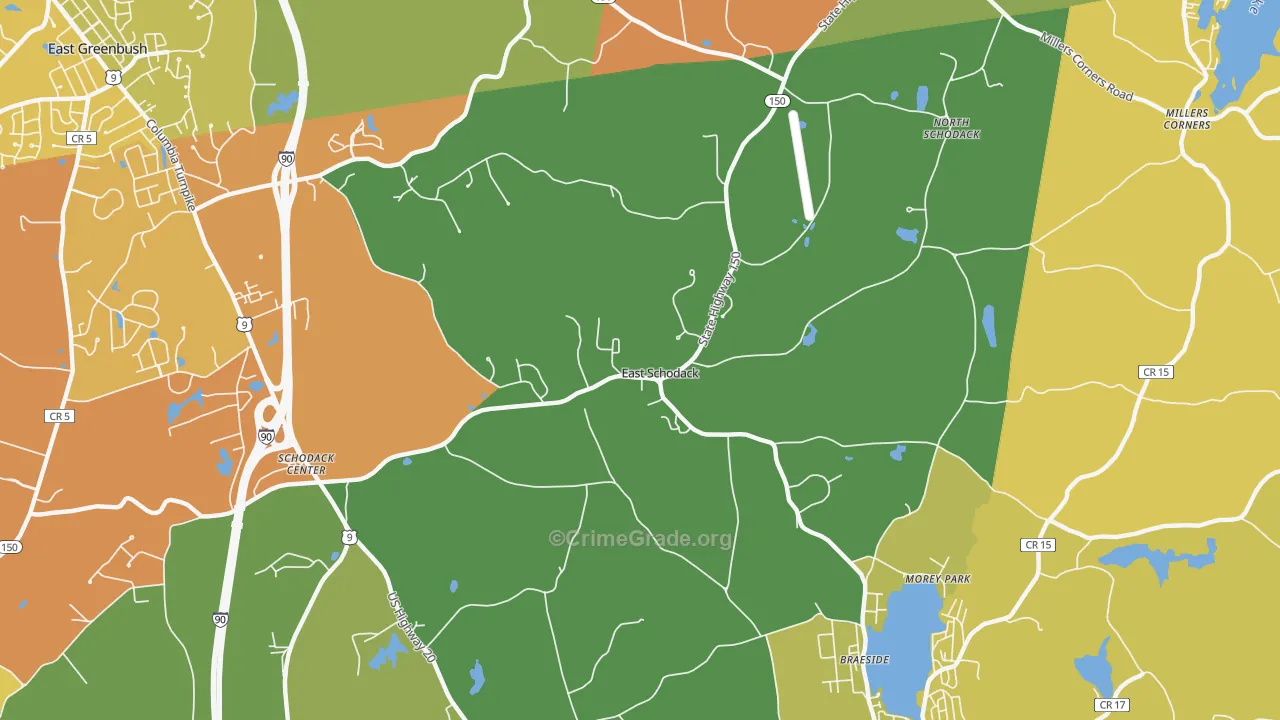 East Schodack, NY Map of Burglary Rates
