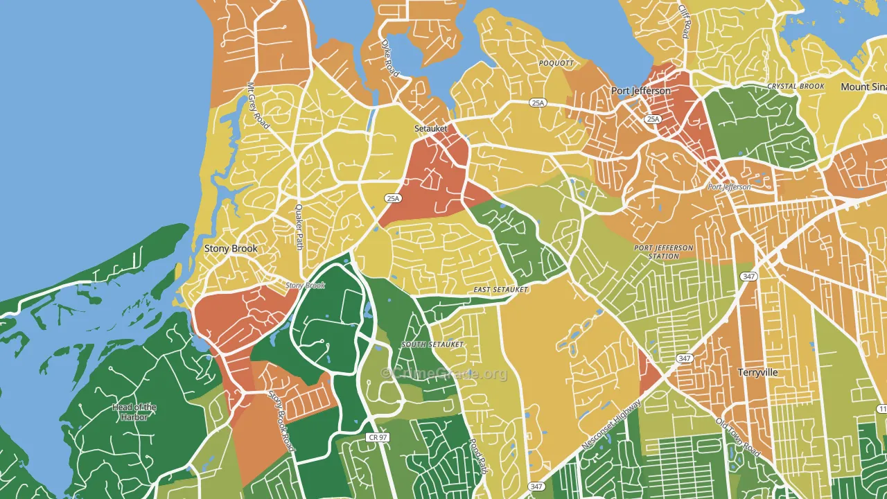 East Setauket, NY Map of Burglary Rates