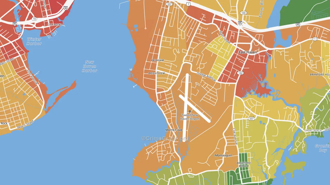East Shore, East Haven, CT Map of Burglary Rates