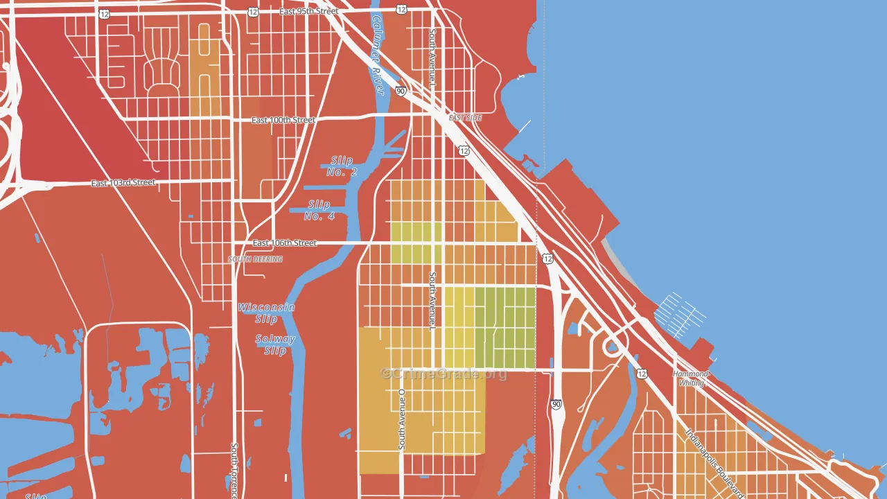 East Side, Chicago, IL Map of Burglary Rates