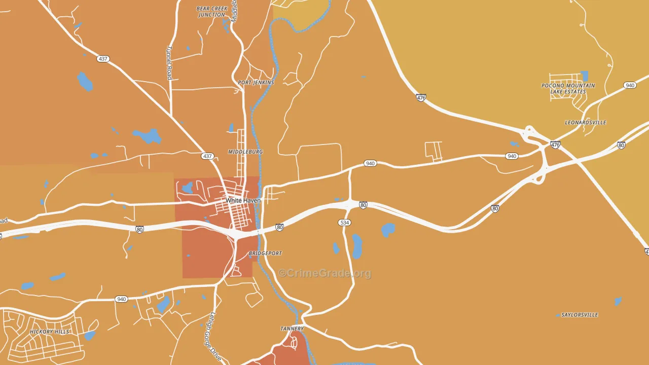 East Side, PA Map of Burglary Rates