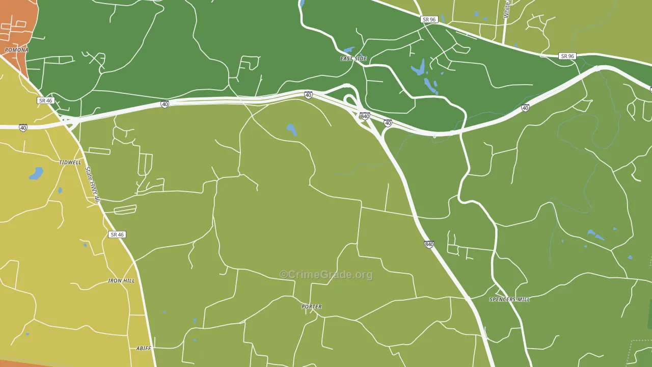 East Side, TN Map of Burglary Rates