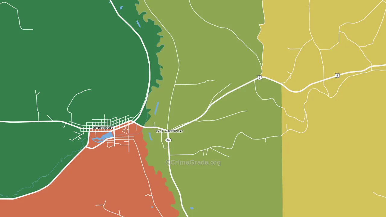 East Smethport, PA Map of Burglary Rates