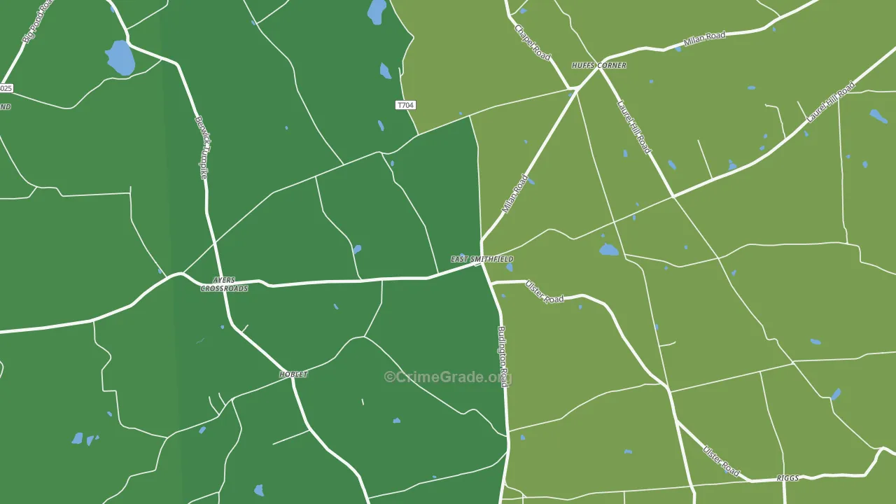 East Smithfield, PA Map of Burglary Rates
