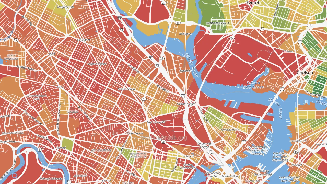 East Somerville, Somerville, MA Map of Burglary Rates