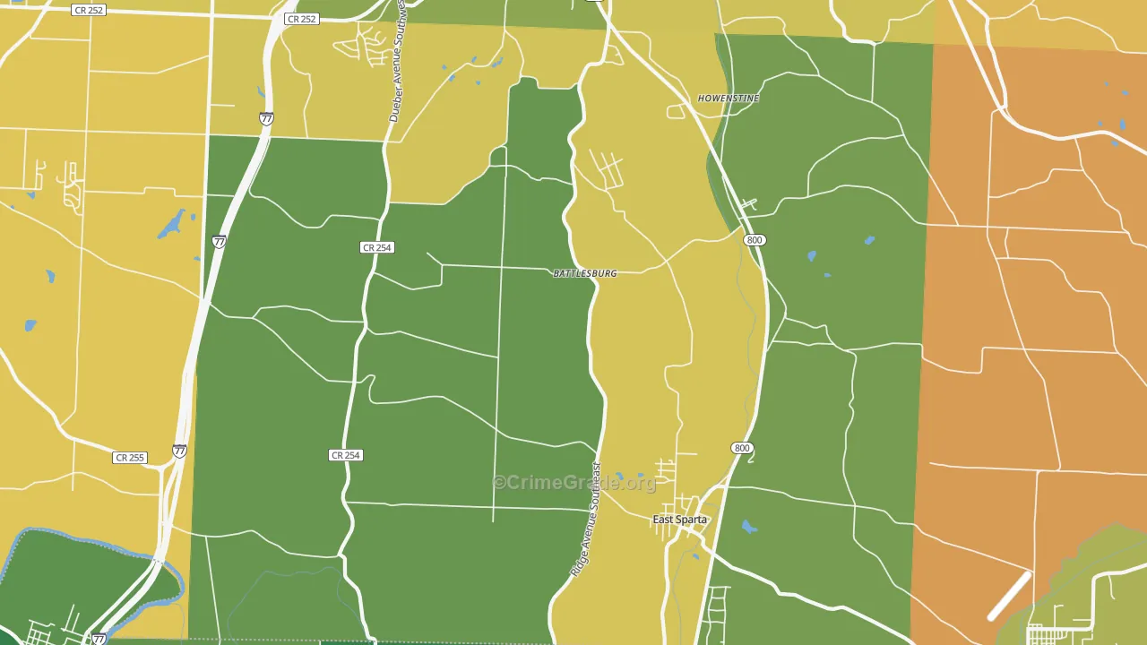 East Sparta, OH Map of Burglary Rates