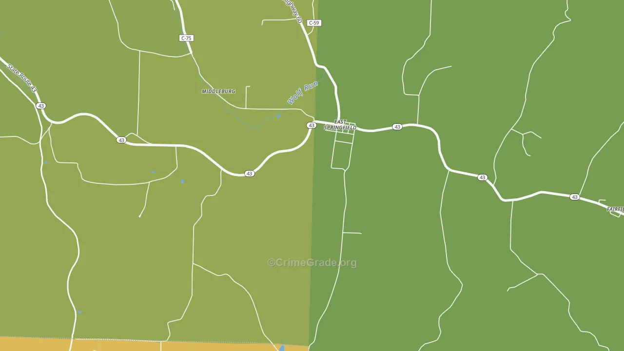 East Springfield, OH Map of Burglary Rates