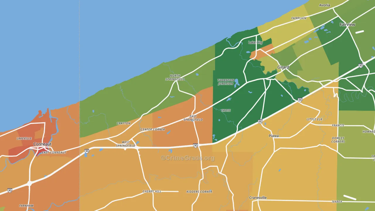 East Springfield, PA Map of Burglary Rates