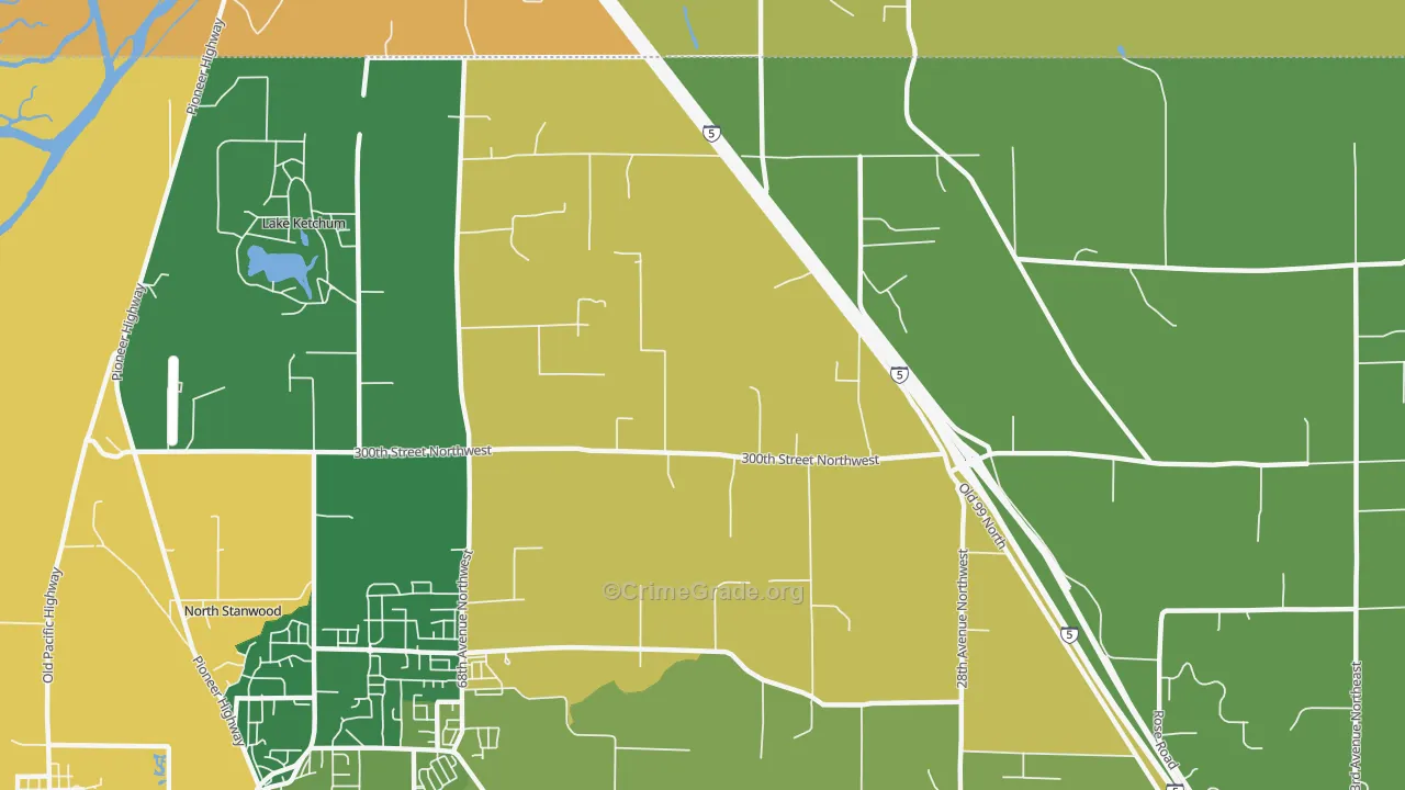 East Stanwood, WA Map of Burglary Rates