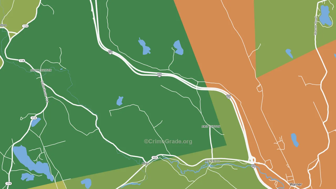 East Sutton, NH Map of Burglary Rates