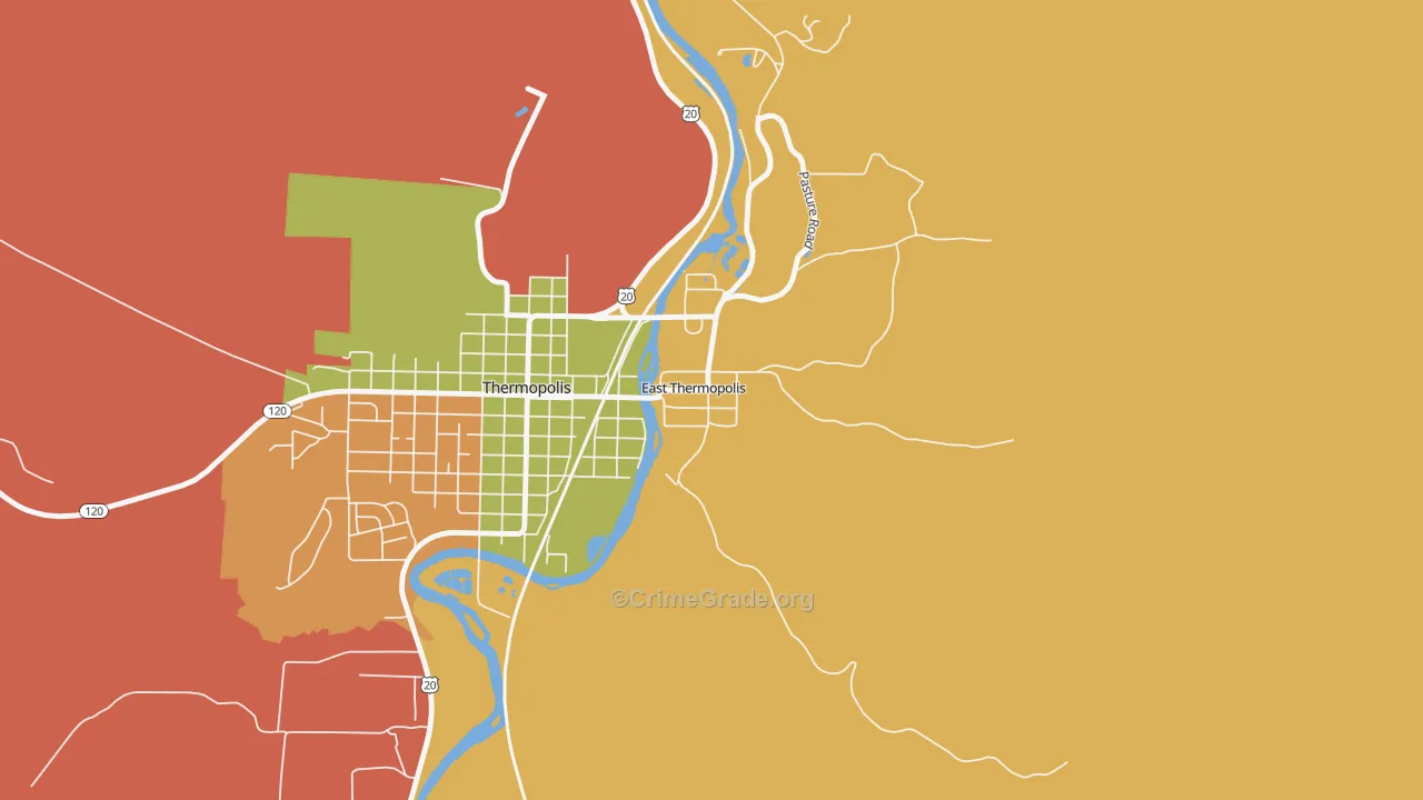 East Thermopolis, WY Map of Burglary Rates