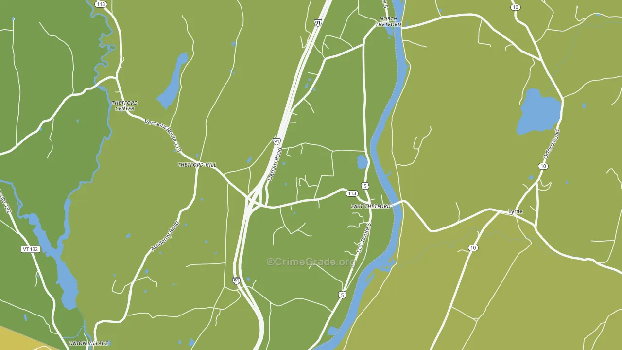 East Thetford, VT Map of Burglary Rates