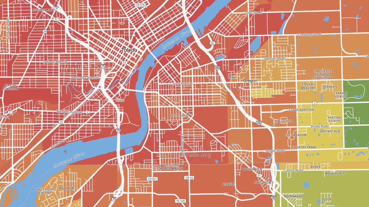 East Toledo, Toledo, OH Map of Burglary Rates