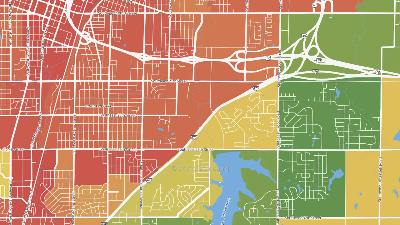 East Topeka, Topeka, KS Map of Burglary Rates