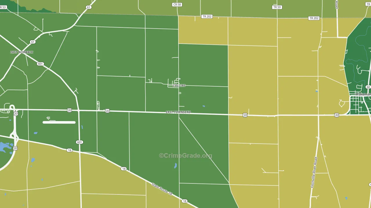 East Townsend, OH Map of Burglary Rates