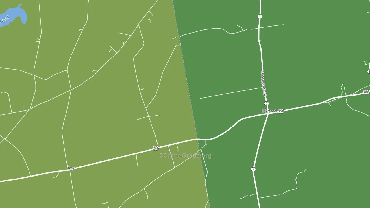 East Troy, ME Map of Burglary Rates