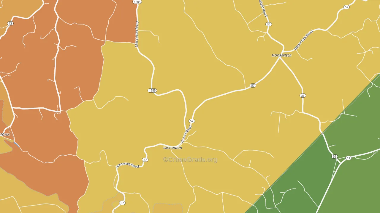 East Union, KY Map of Burglary Rates