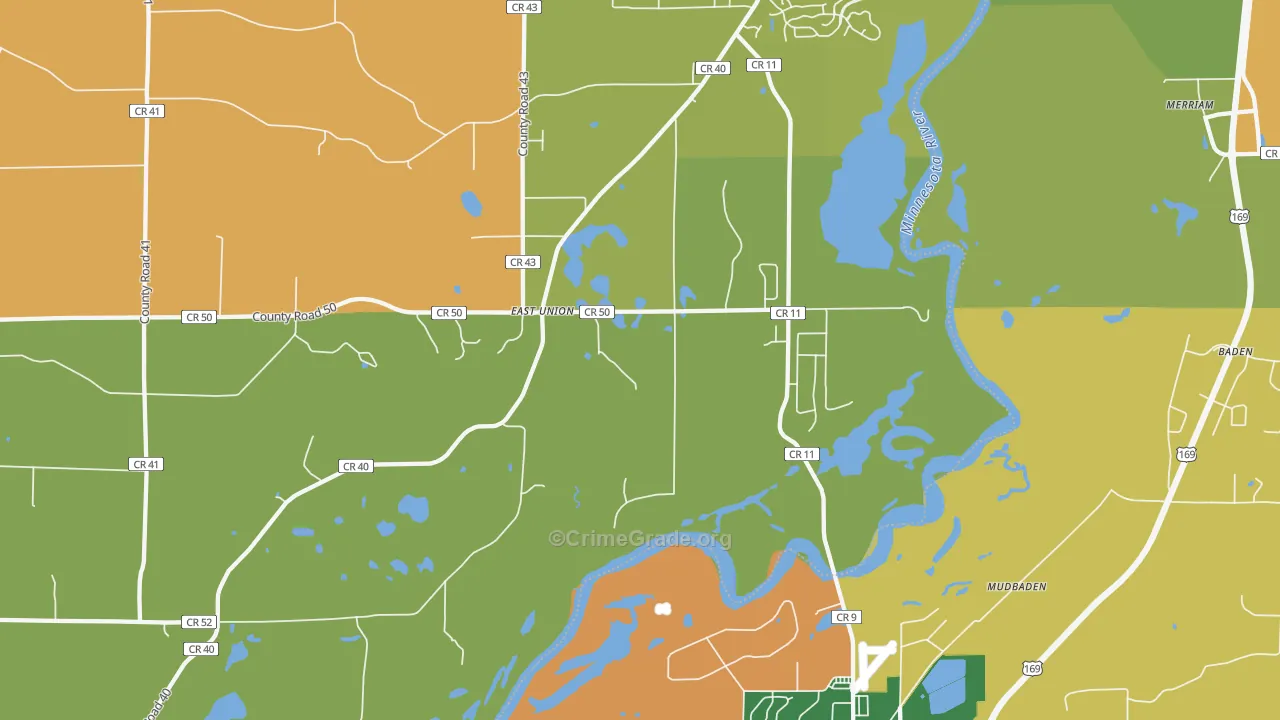 East Union, MN Map of Burglary Rates