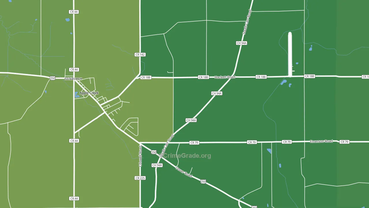 East Union, OH Map of Burglary Rates