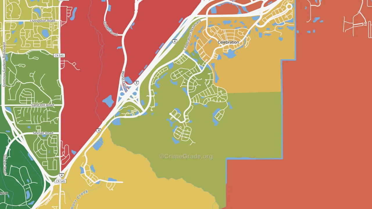 East Village, Celebration, FL Map of Burglary Rates