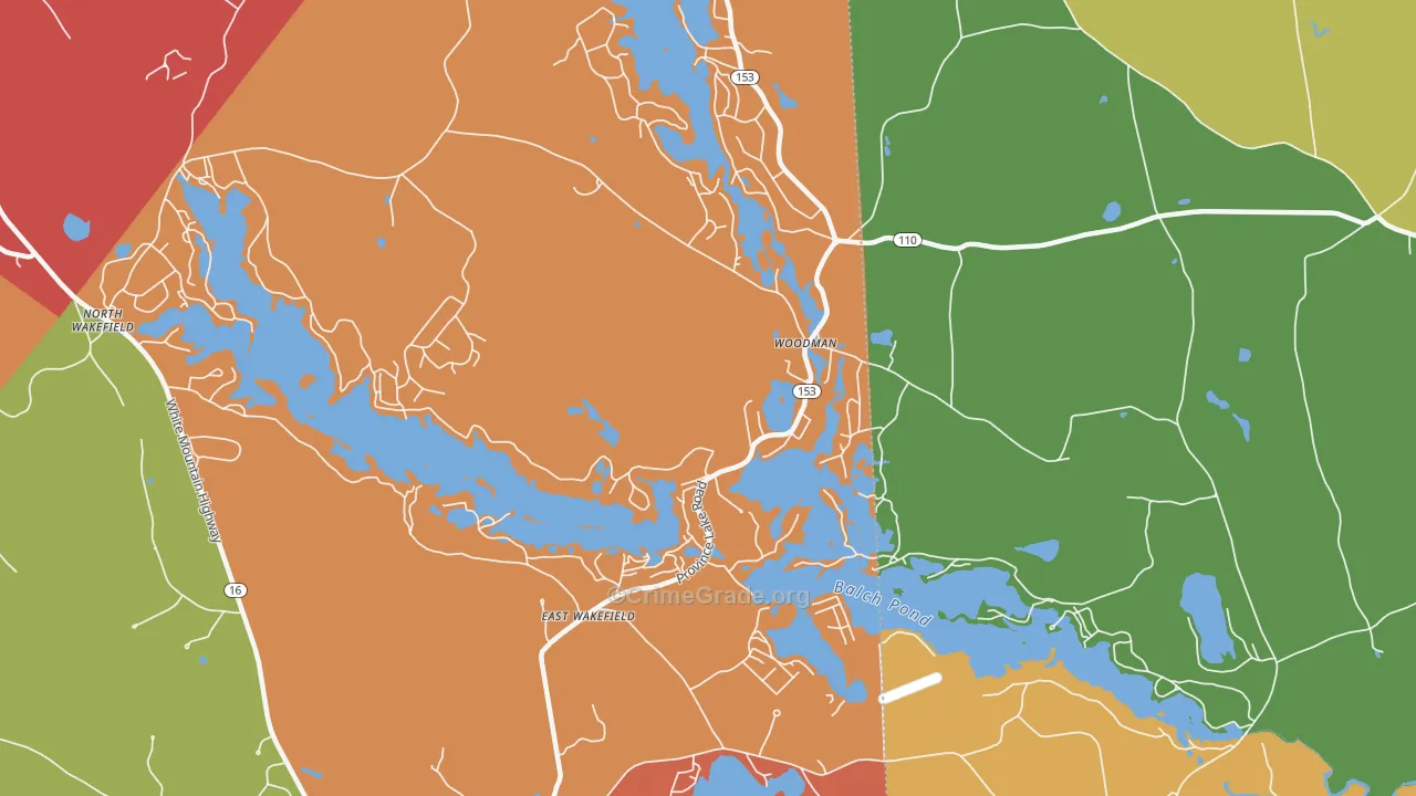 East Wakefield, NH Map of Burglary Rates