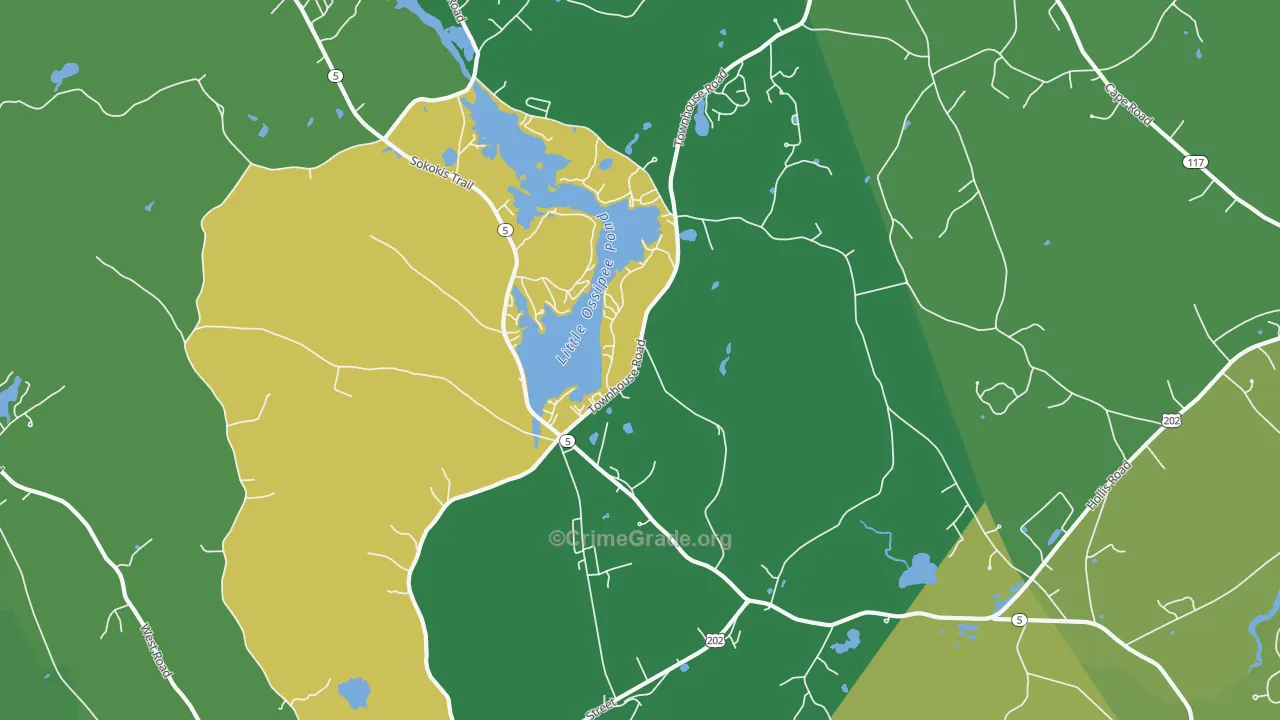 East Waterboro, ME Map of Burglary Rates