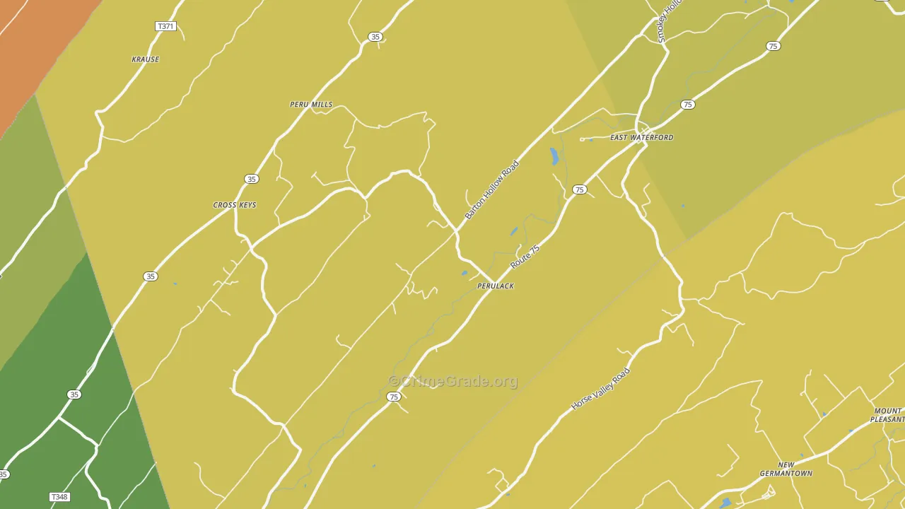 East Waterford, PA Map of Burglary Rates