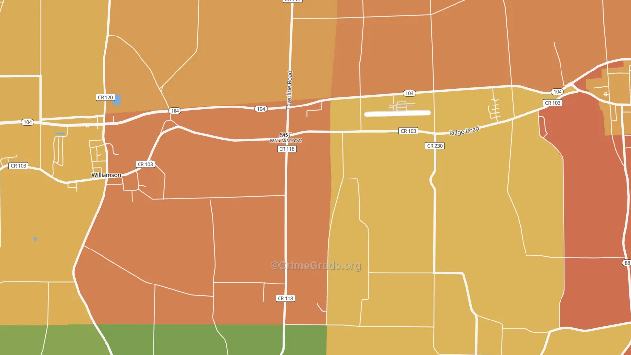 East Williamson, NY Map of Burglary Rates