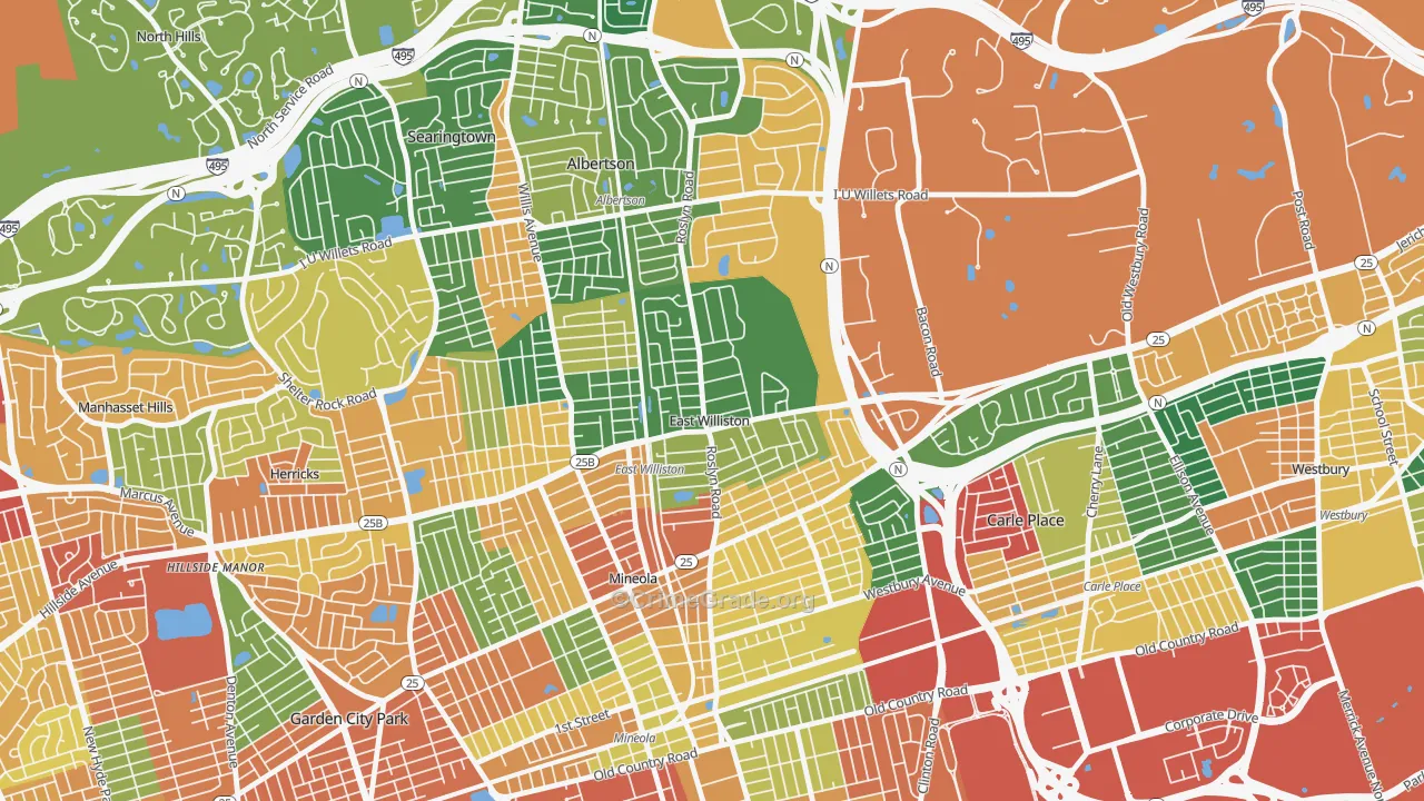 East Williston, NY Map of Burglary Rates
