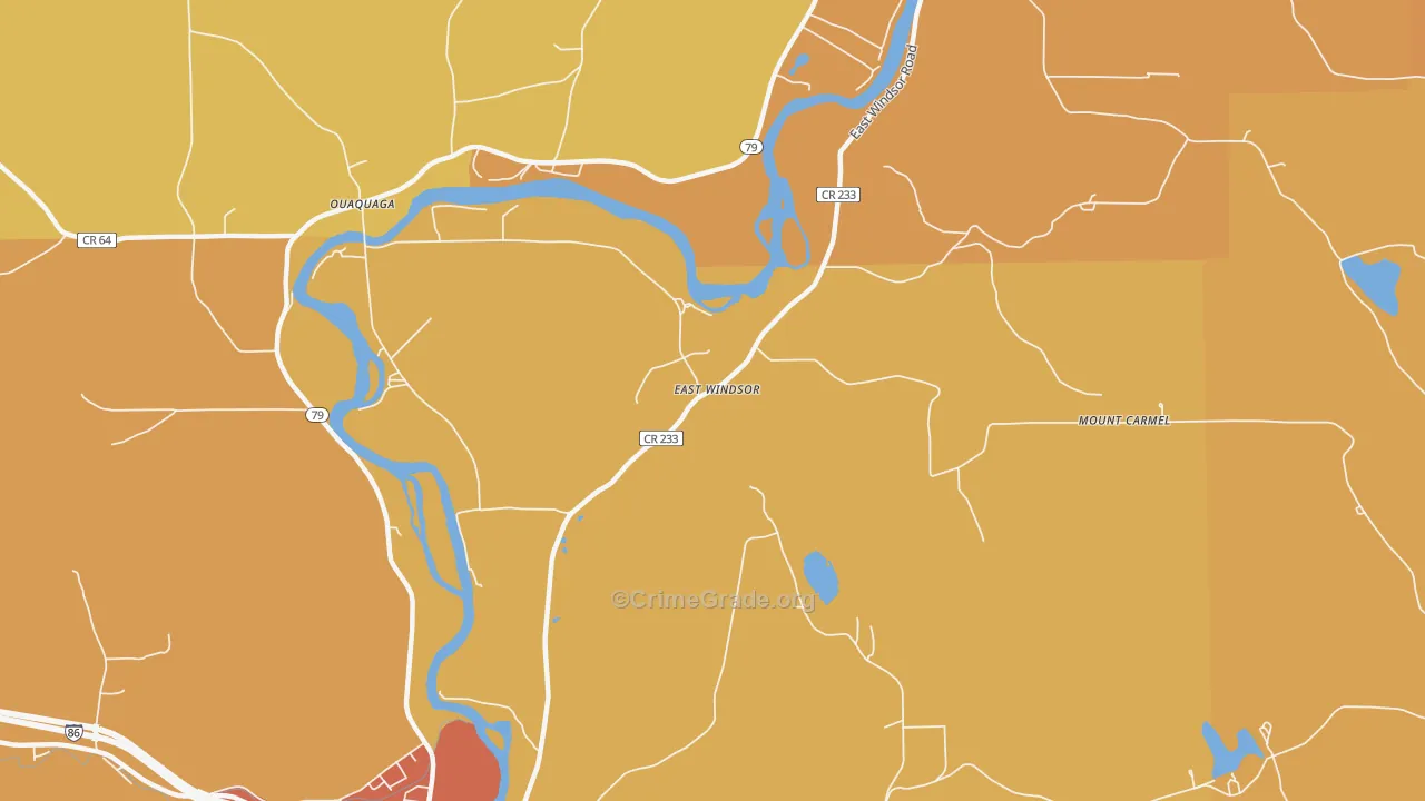 East Windsor, NY Map of Burglary Rates