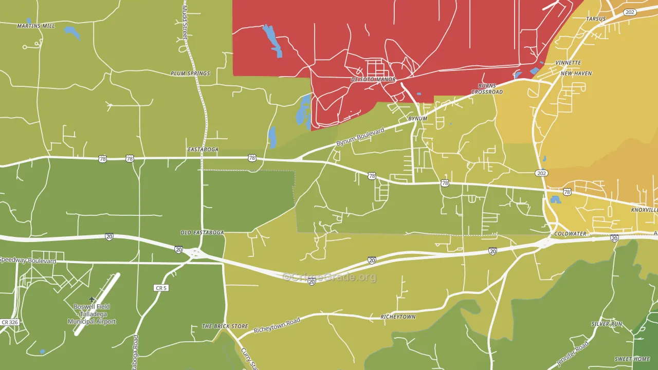 Eastaboga, AL Map of Burglary Rates