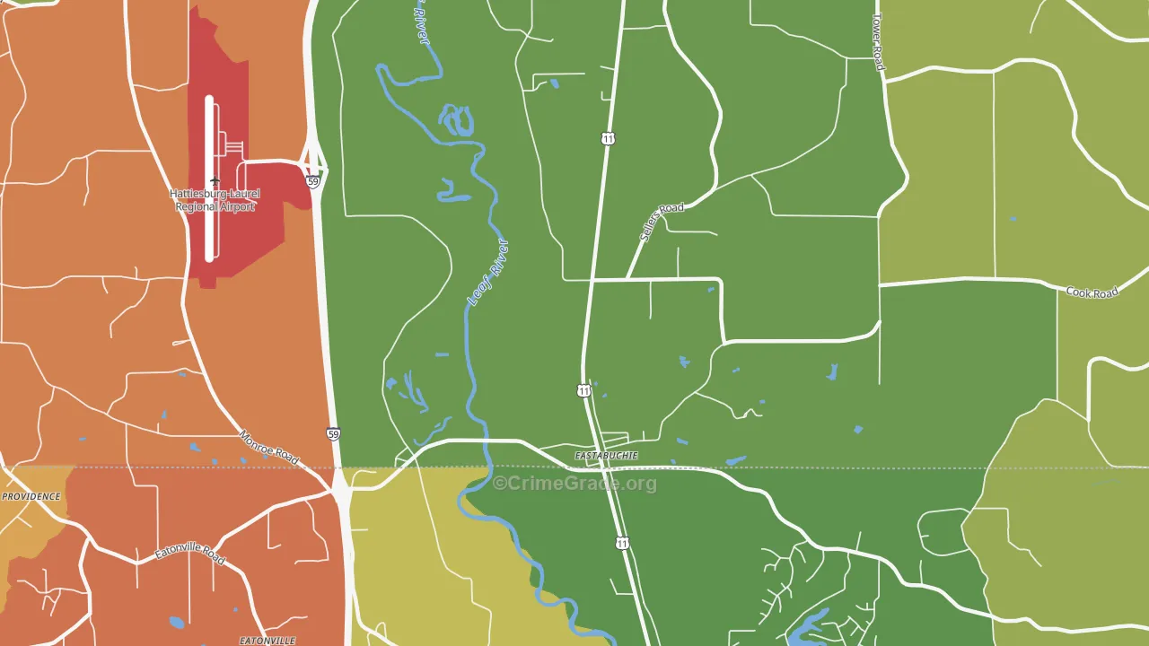 Eastabuchie, MS Map of Burglary Rates