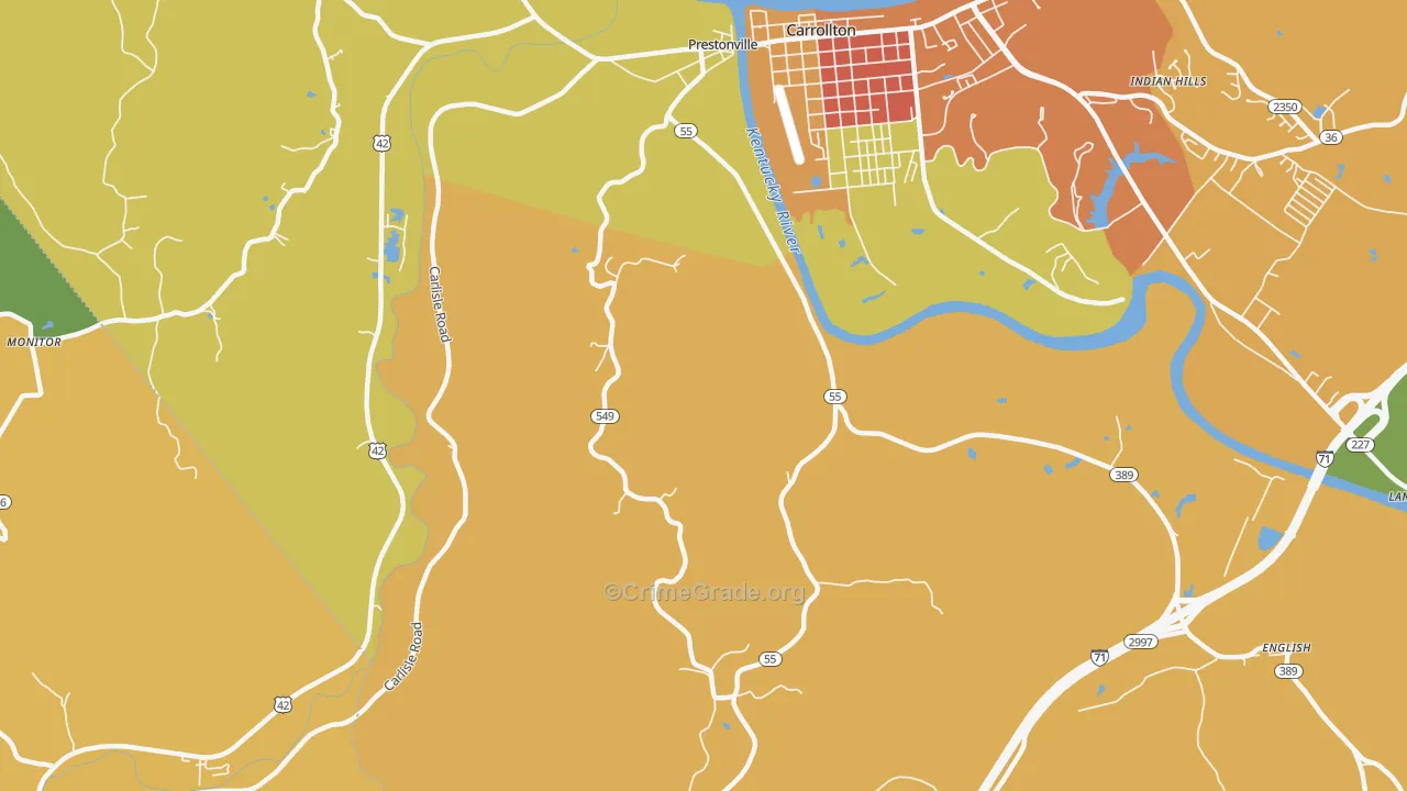 Easterday, KY Map of Burglary Rates