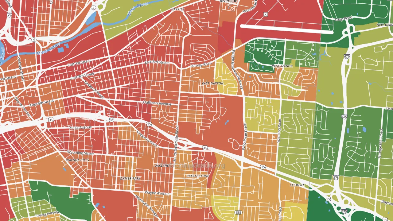 Eastern Hills, Dayton, OH Map of Burglary Rates