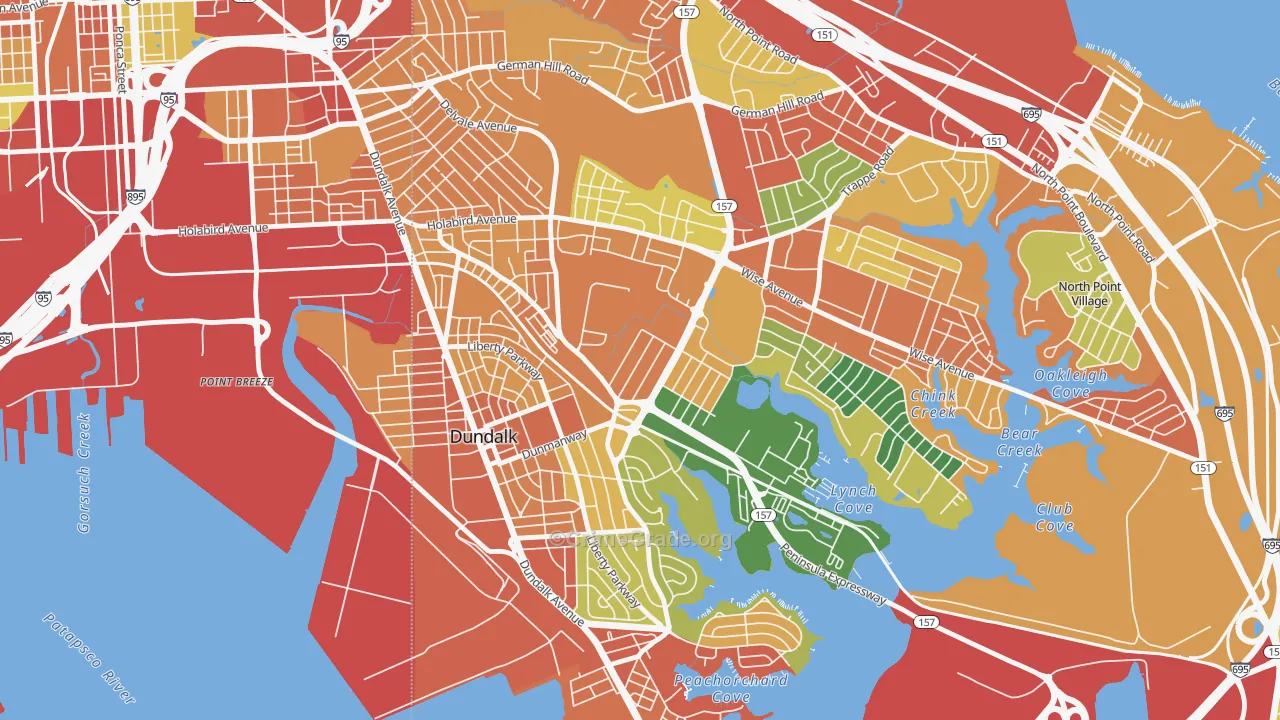 Eastfield, Dundalk, MD Map of Burglary Rates