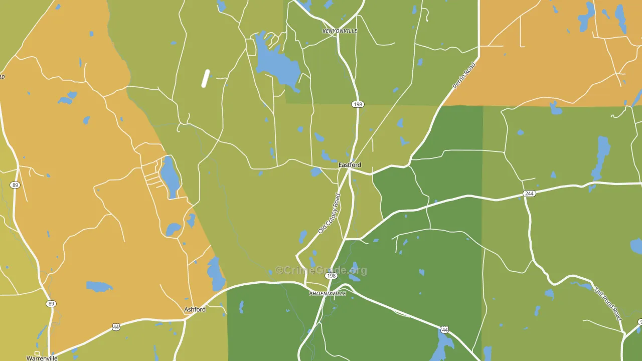 Eastford, CT Map of Burglary Rates