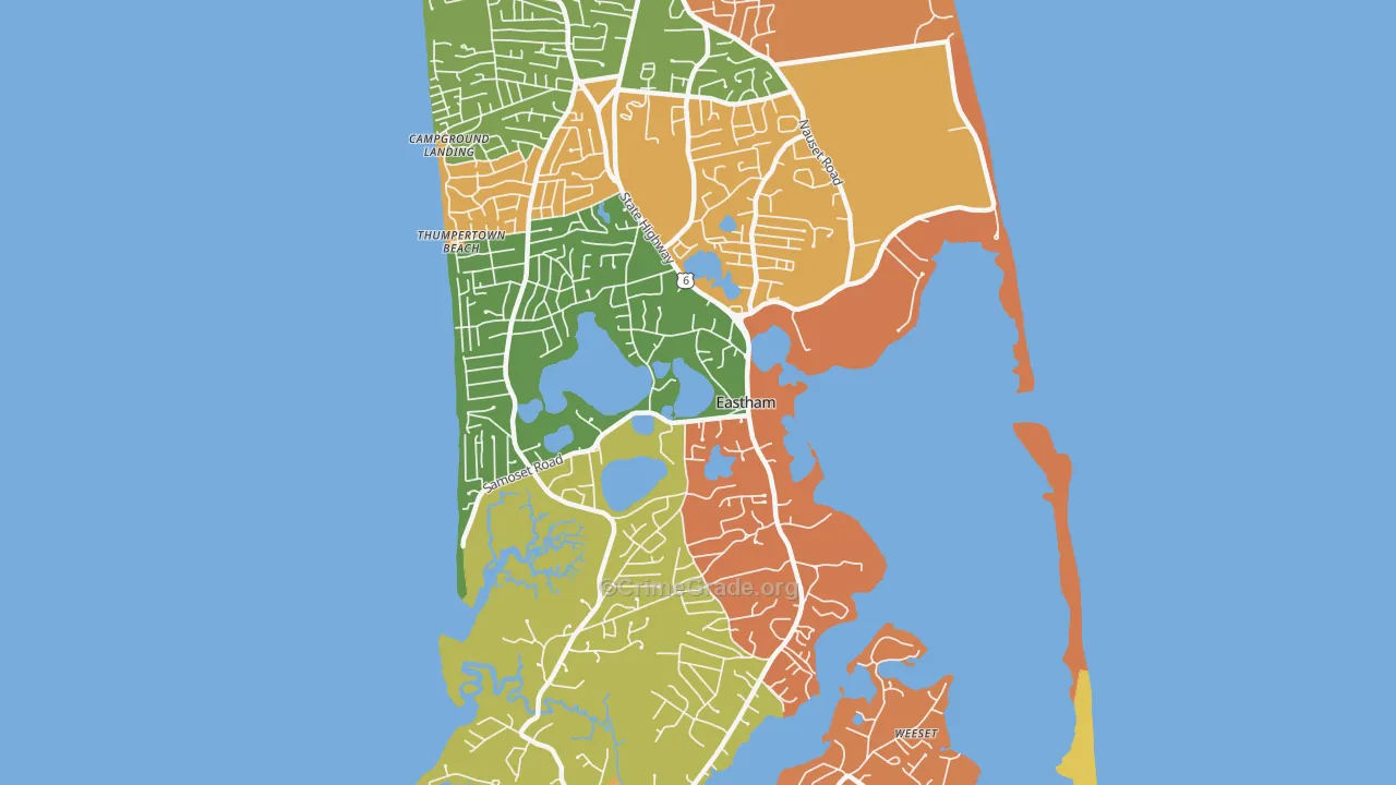 Eastham, MA Map of Burglary Rates