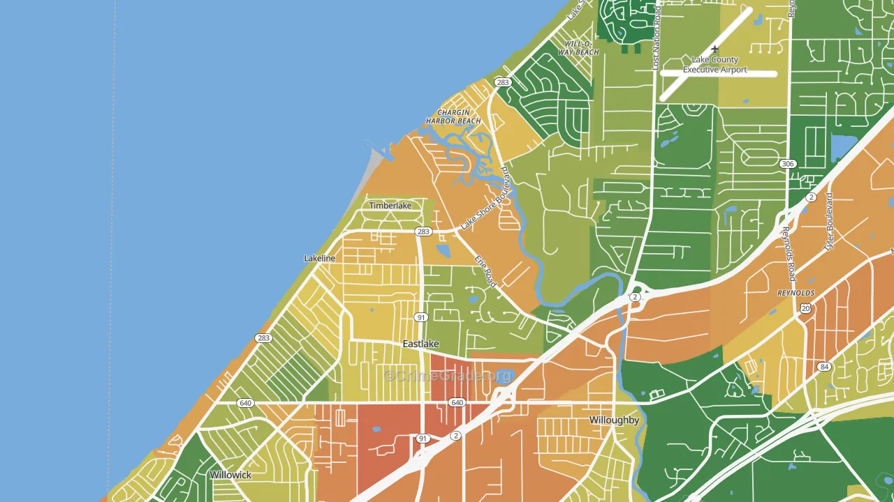 Eastlake, OH Map of Burglary Rates
