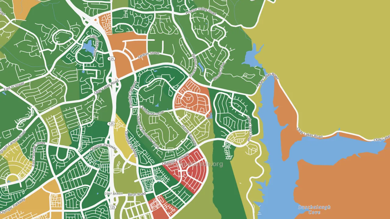 Eastlake Trails, Chula Vista, CA Map of Burglary Rates