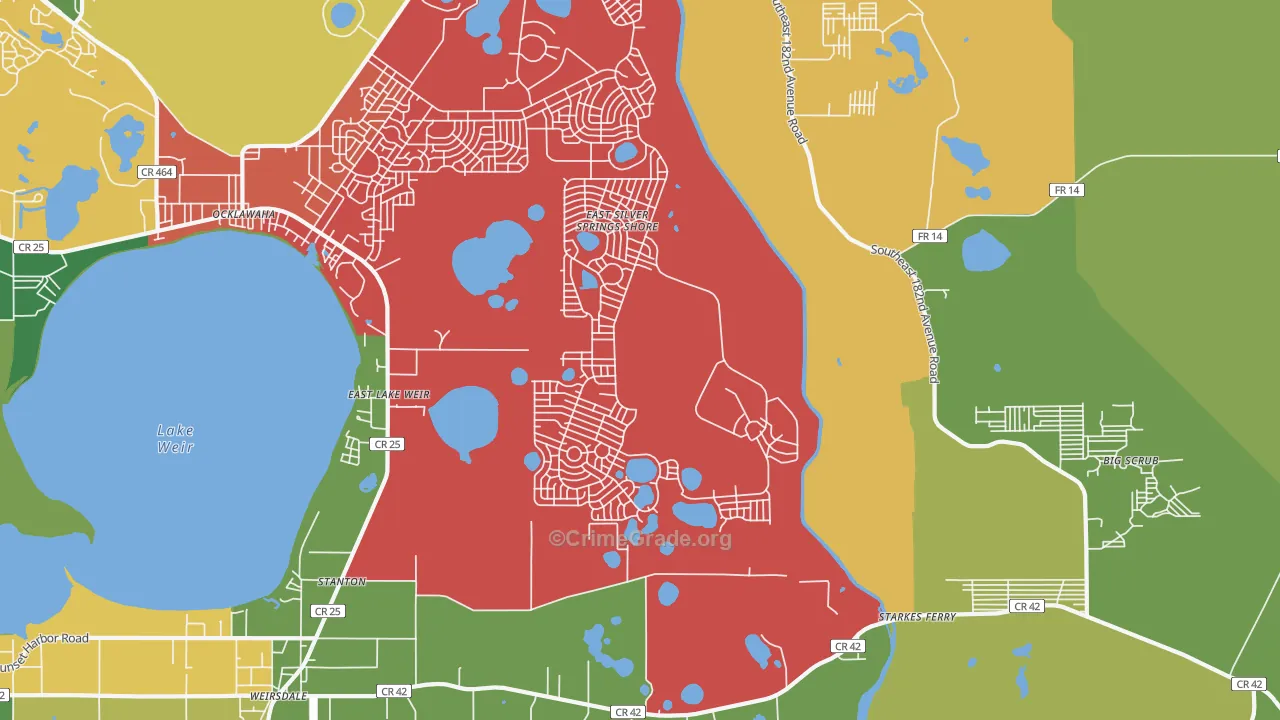 Eastlake Weir, FL Map of Burglary Rates