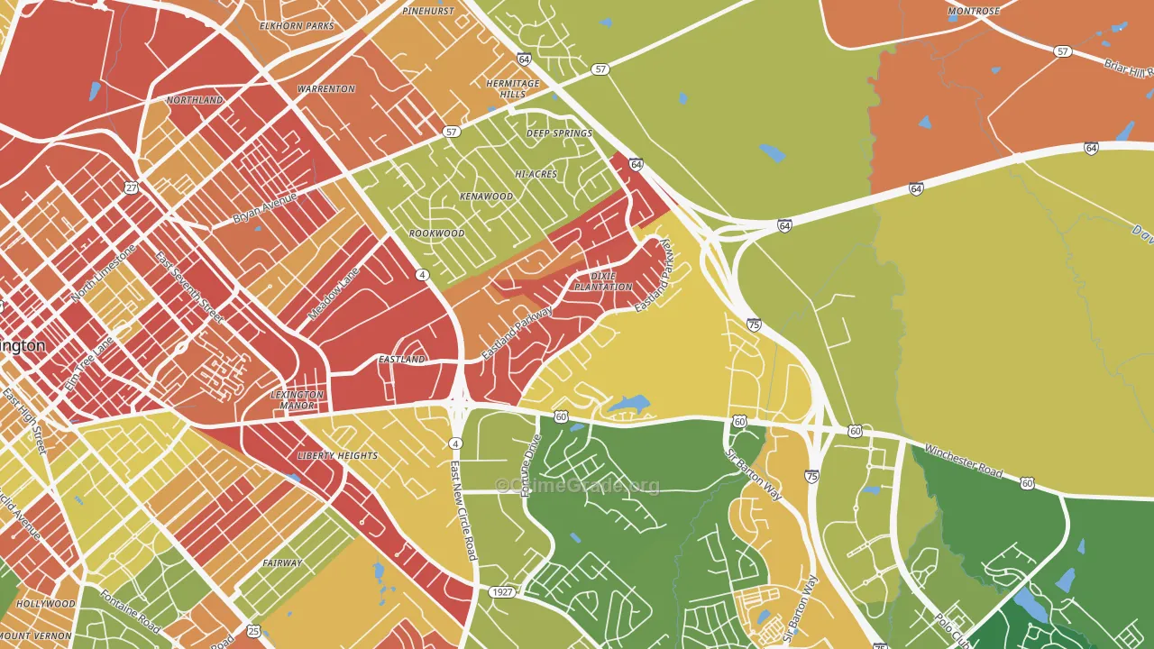 Eastland Park-Dixie Plantation, Lexington, KY Map of Burglary Rates