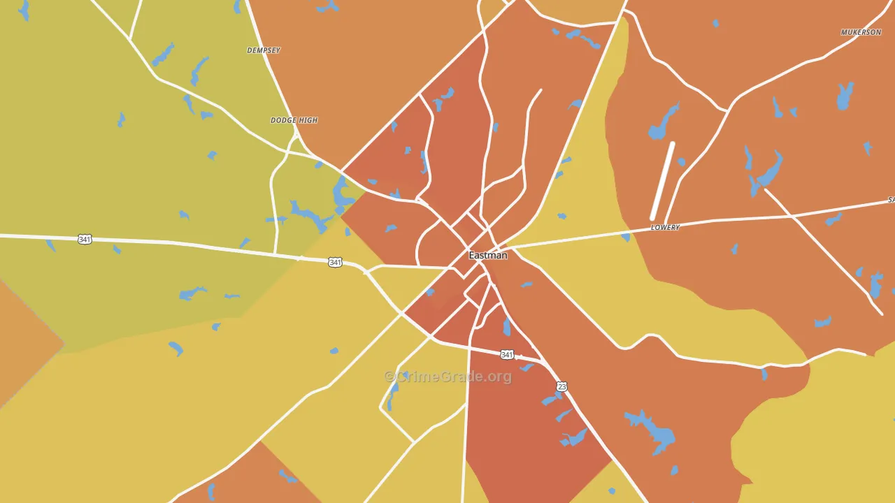 Eastman, GA Map of Burglary Rates