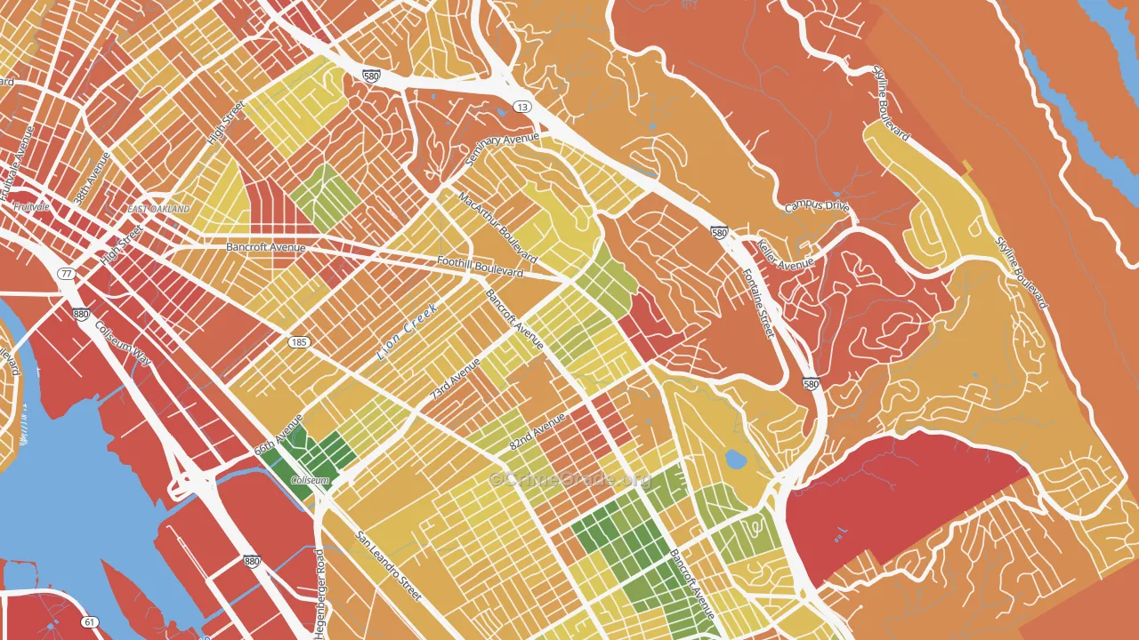 Eastmont, Oakland, CA Map of Burglary Rates